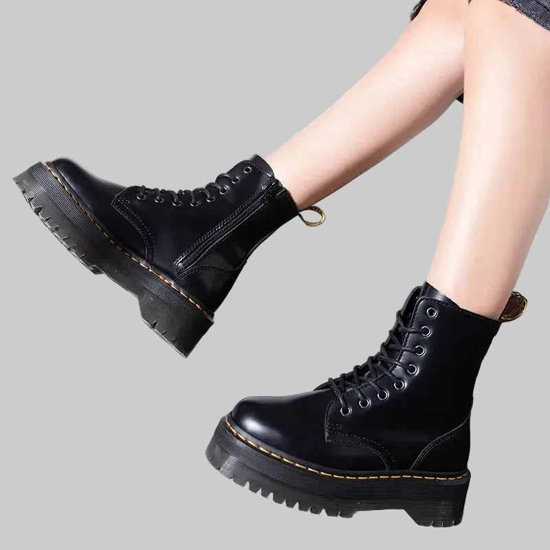 Chunky Combat Boots Platform Sole High Ankle