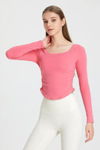 Long Sleeve Fitted Top Round Neck