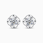 Flower Stud Earrings with Sparkling Stones
