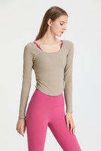 Long Sleeve Fitted Top Round Neck