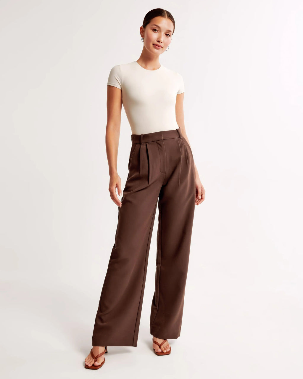 High Waist Wide Leg Trousers With Pleats