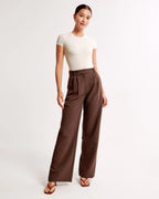 High Waist Wide Leg Trousers With Pleats