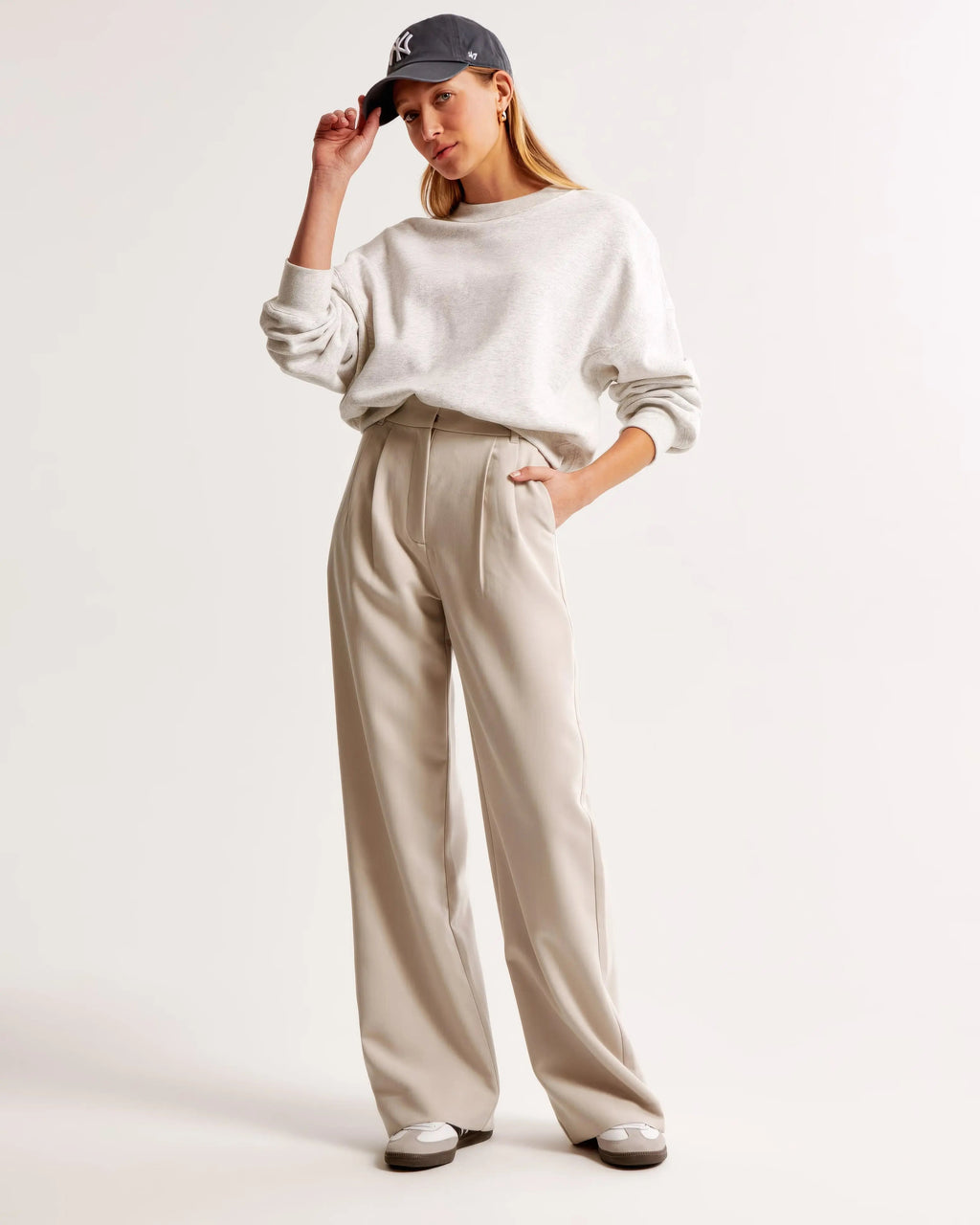 High Waist Wide Leg Trousers With Pleats