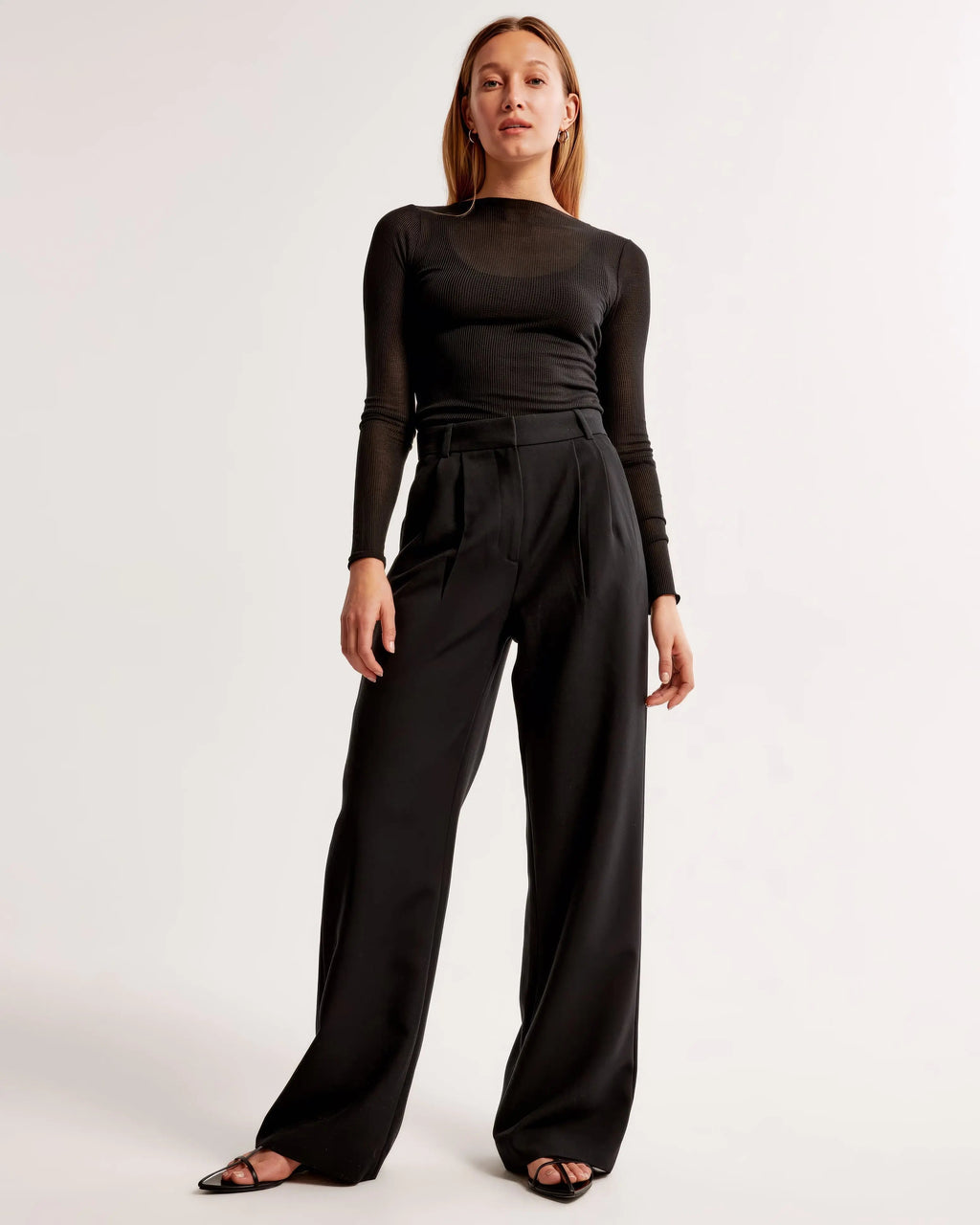 High Waist Wide Leg Trousers With Pleats
