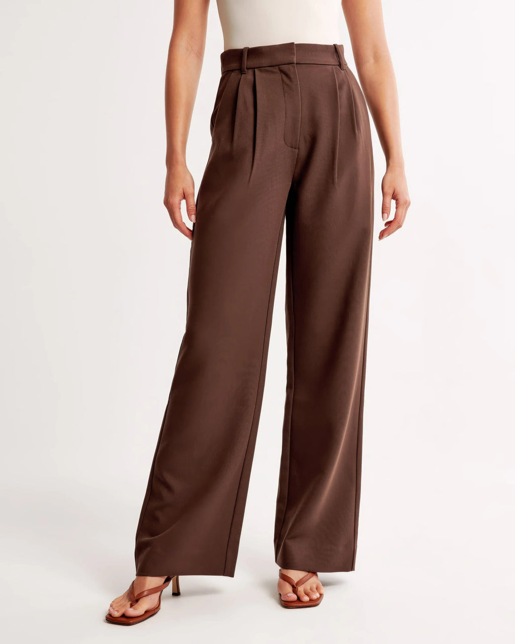 High Waist Wide Leg Trousers With Pleats