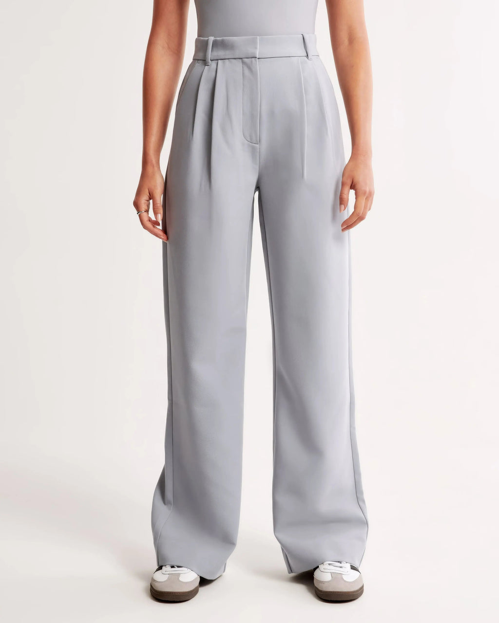 High Waist Wide Leg Trousers With Pleats