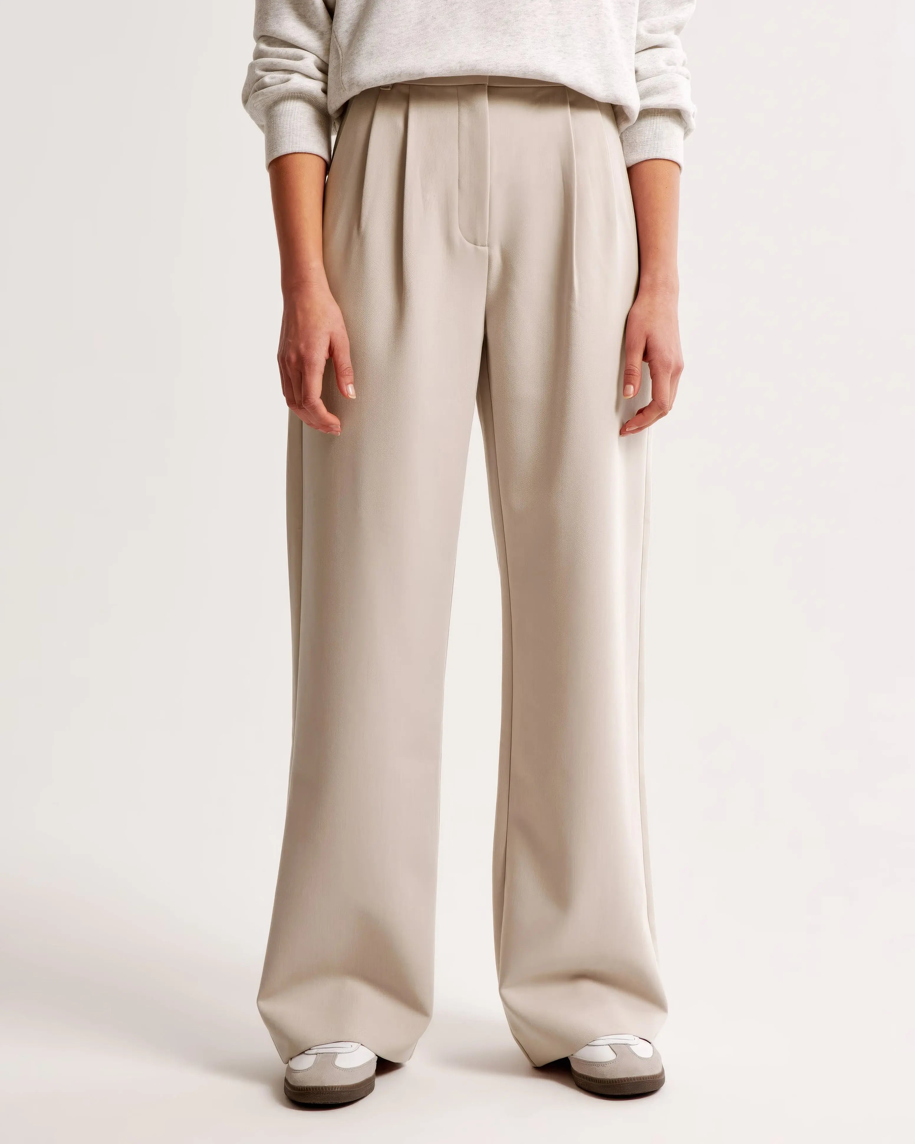 High Waist Wide Leg Trousers With Pleats