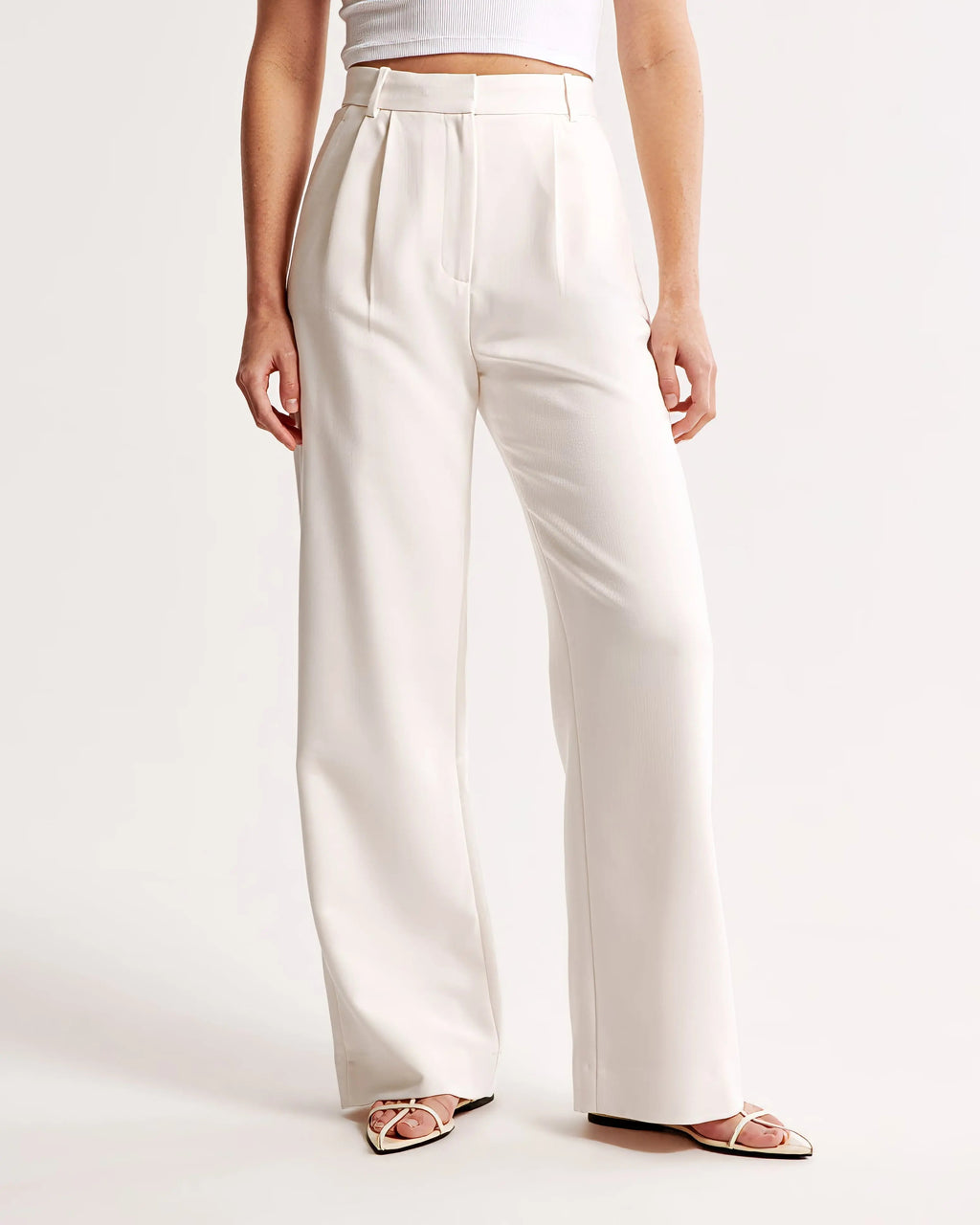 High Waist Wide Leg Trousers With Pleats