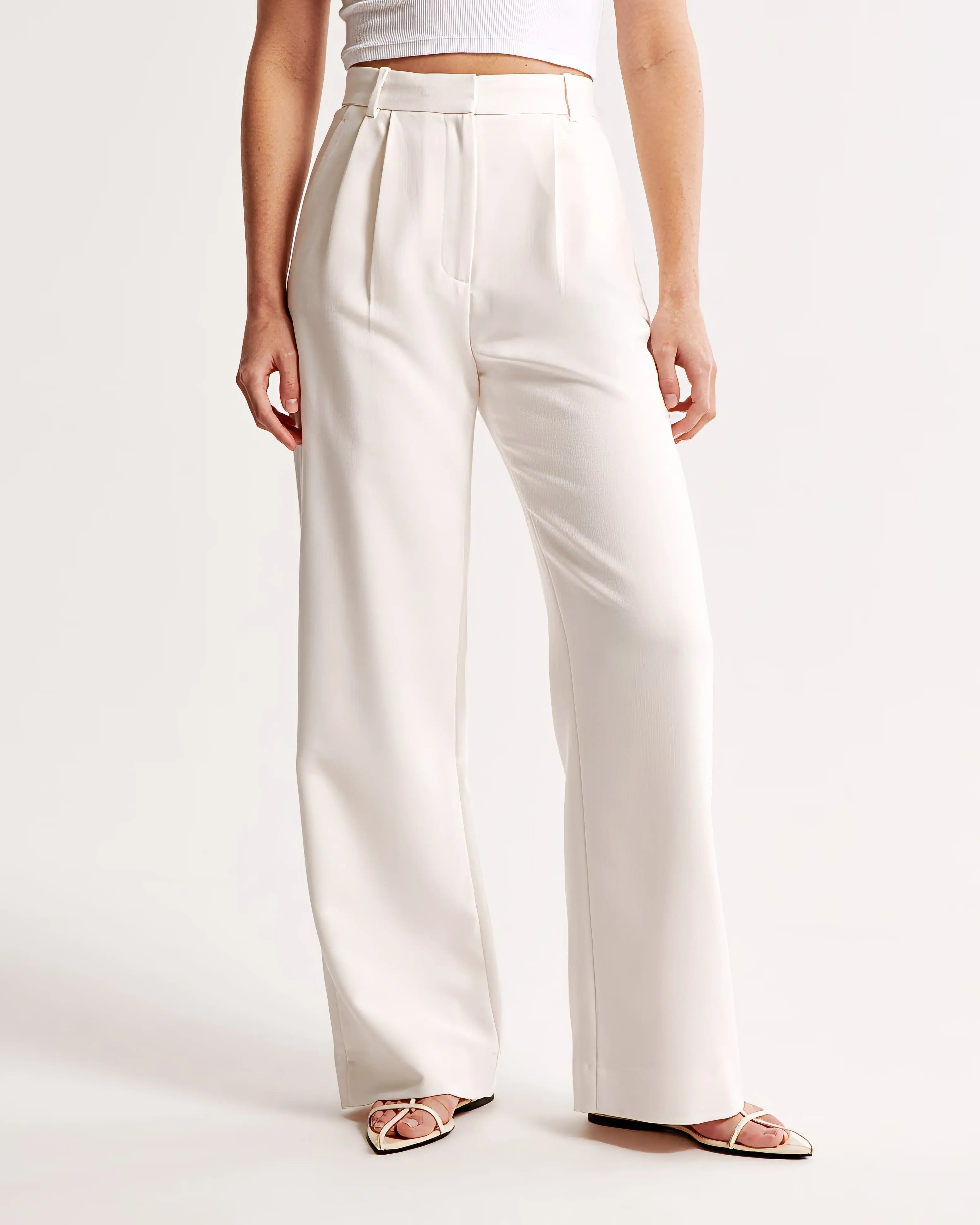 High Waist Wide Leg Trousers With Pleats