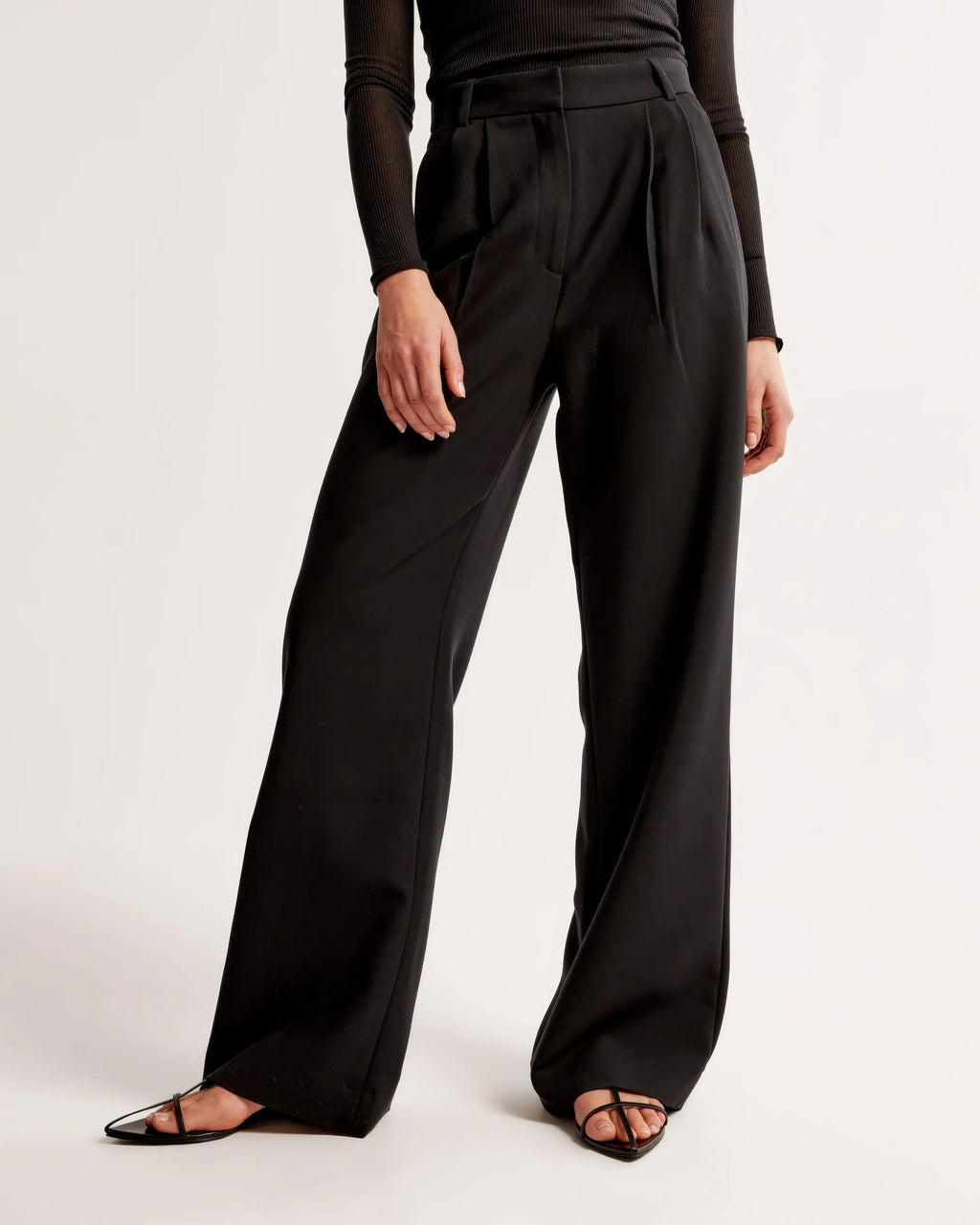 High Waist Wide Leg Trousers With Pleats