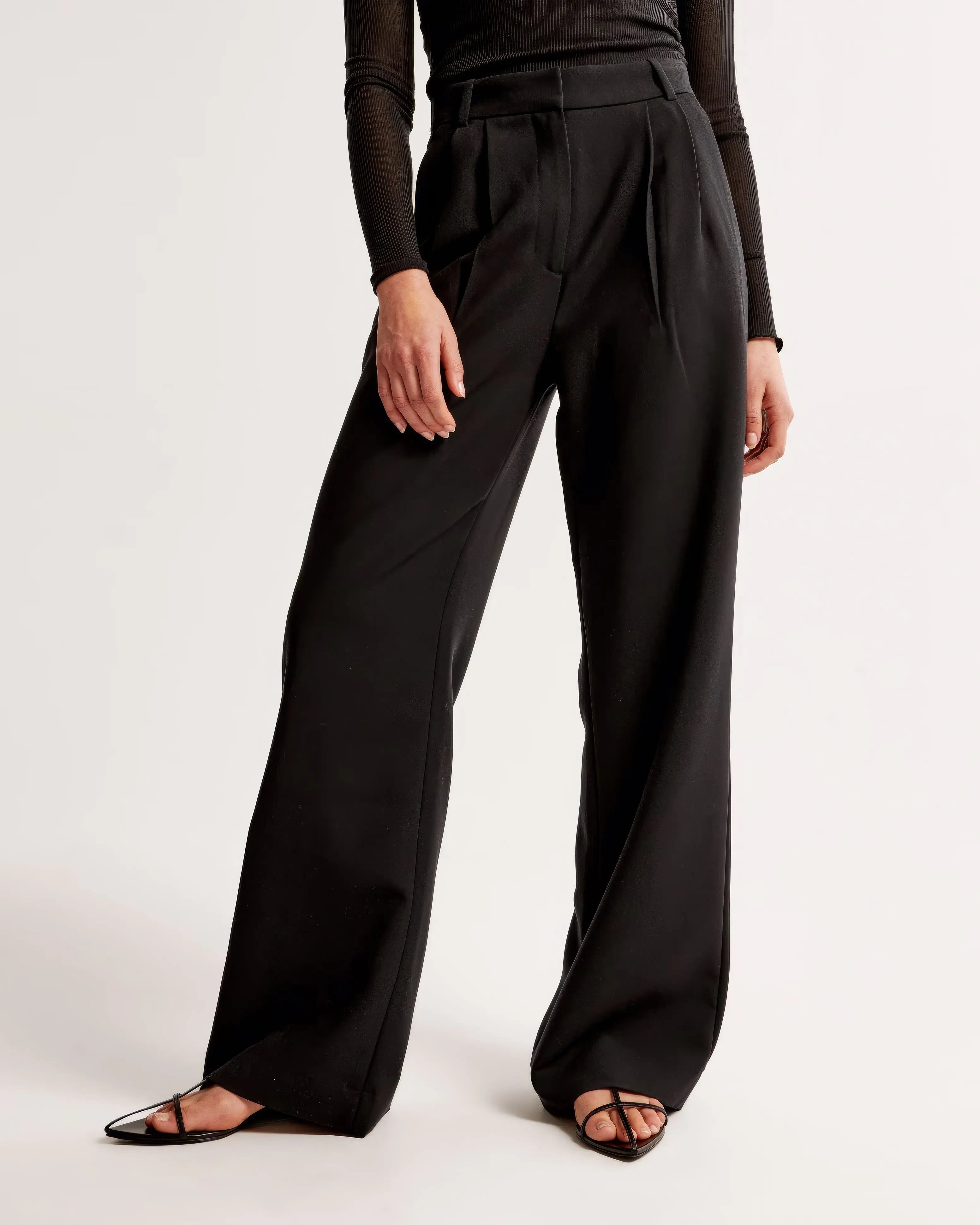 High Waist Wide Leg Trousers With Pleats