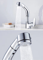 Modern Pull-Out Bathroom Faucet Brass