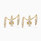 Three-Prong Stud Earrings with Stone