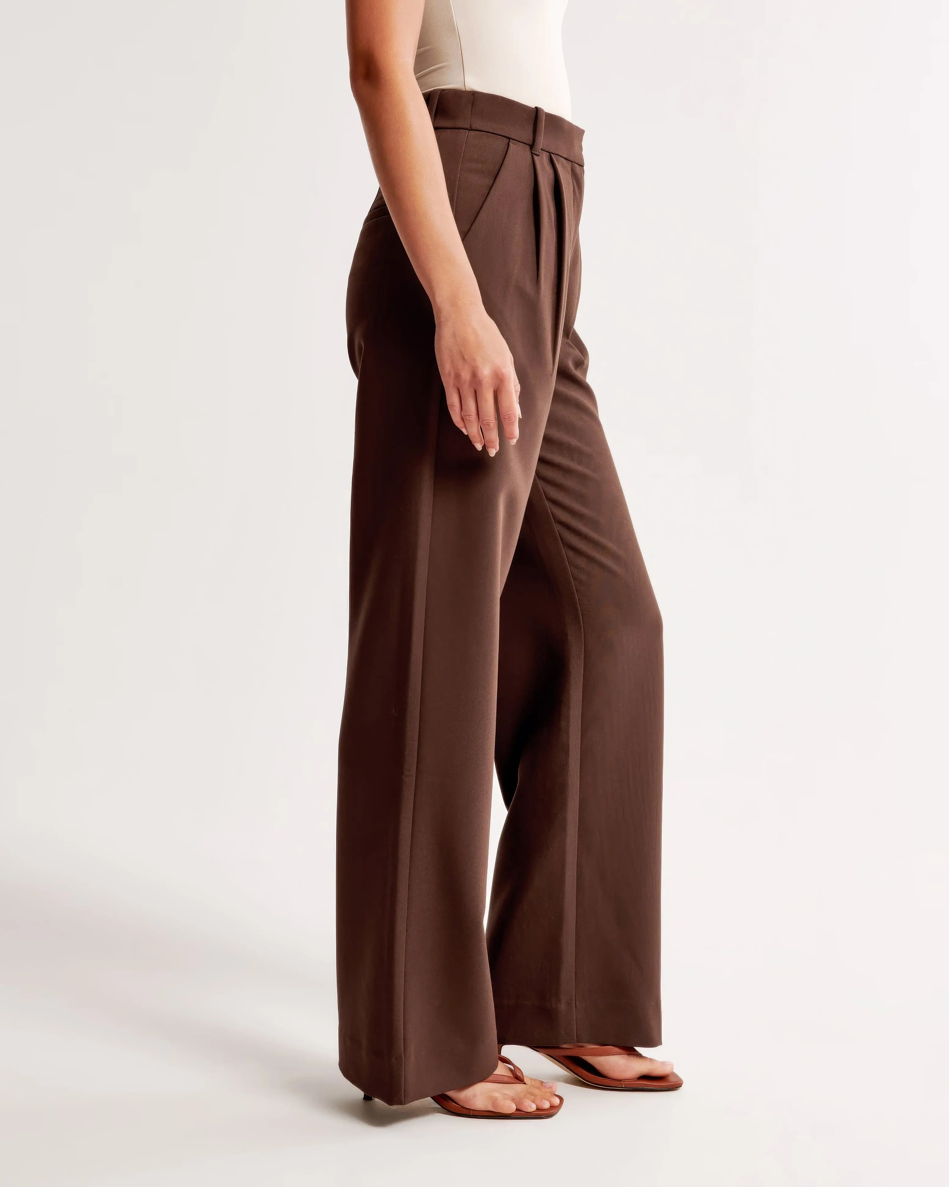 High Waist Wide Leg Trousers With Pleats