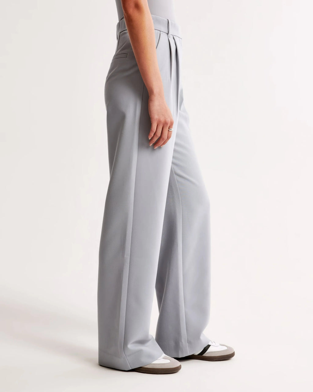 High Waist Wide Leg Trousers With Pleats