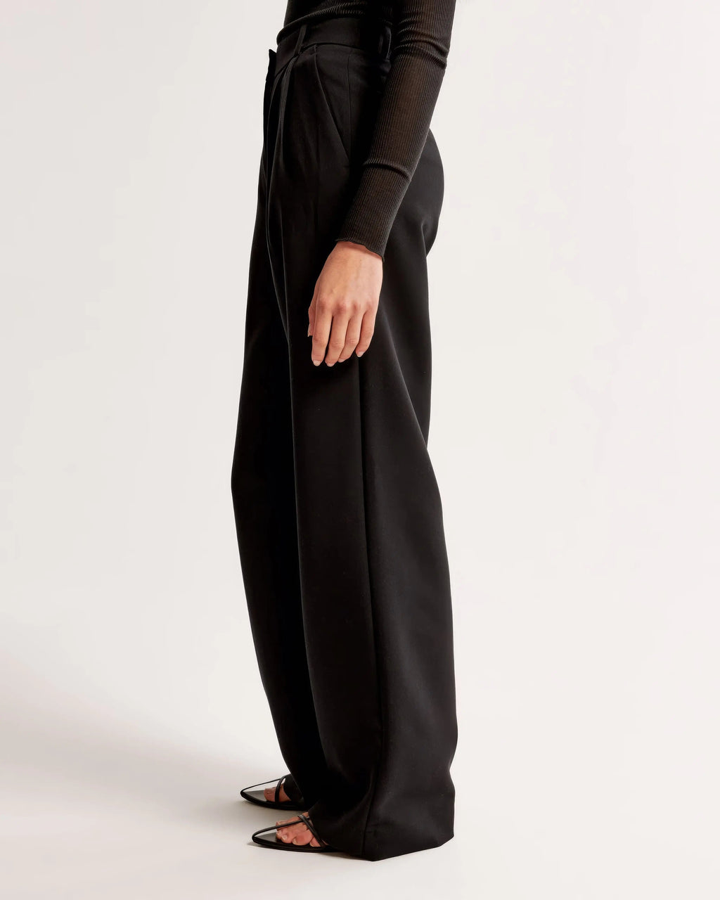 High Waist Wide Leg Trousers With Pleats