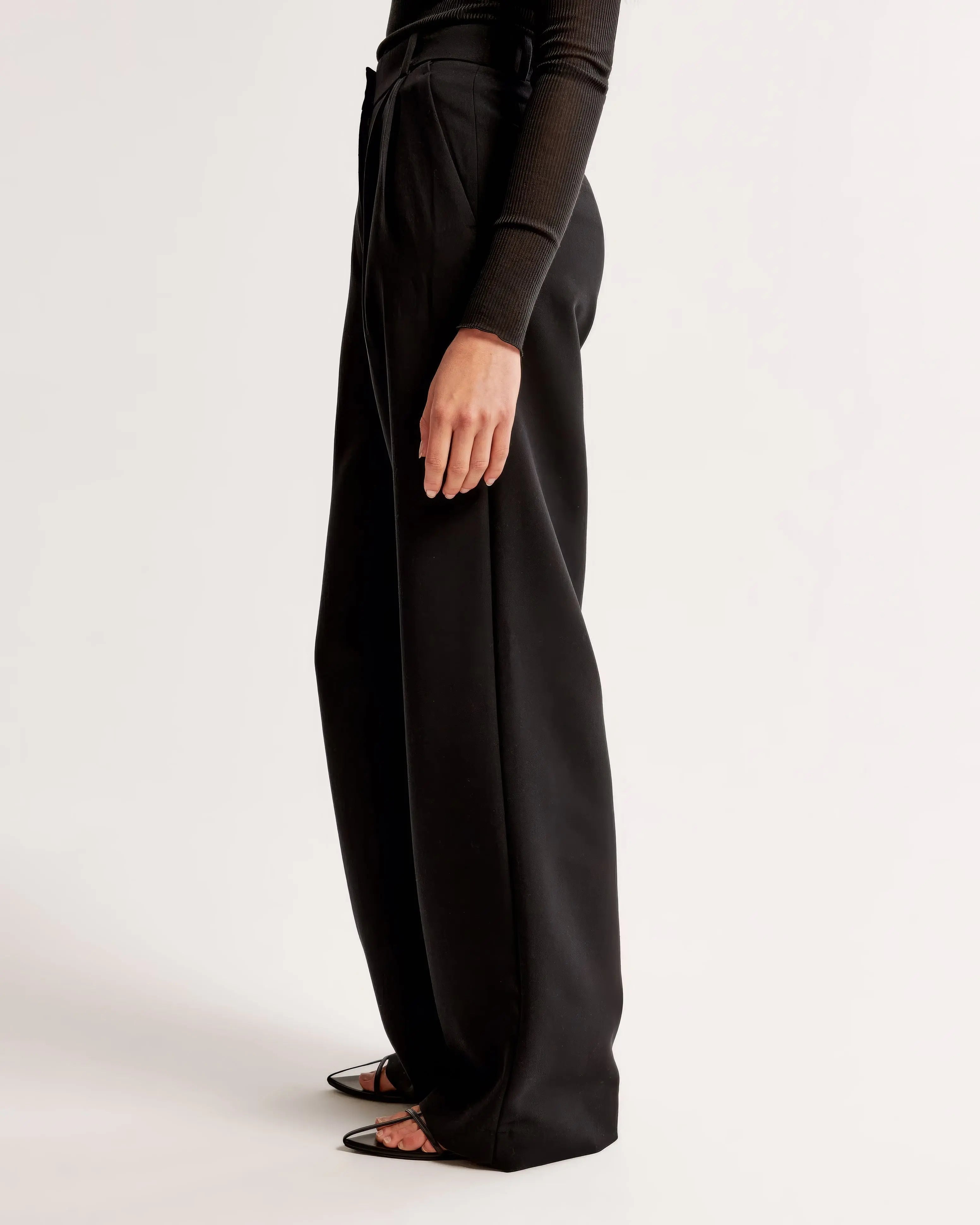 High Waist Wide Leg Trousers With Pleats