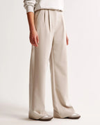 High Waist Wide Leg Trousers With Pleats