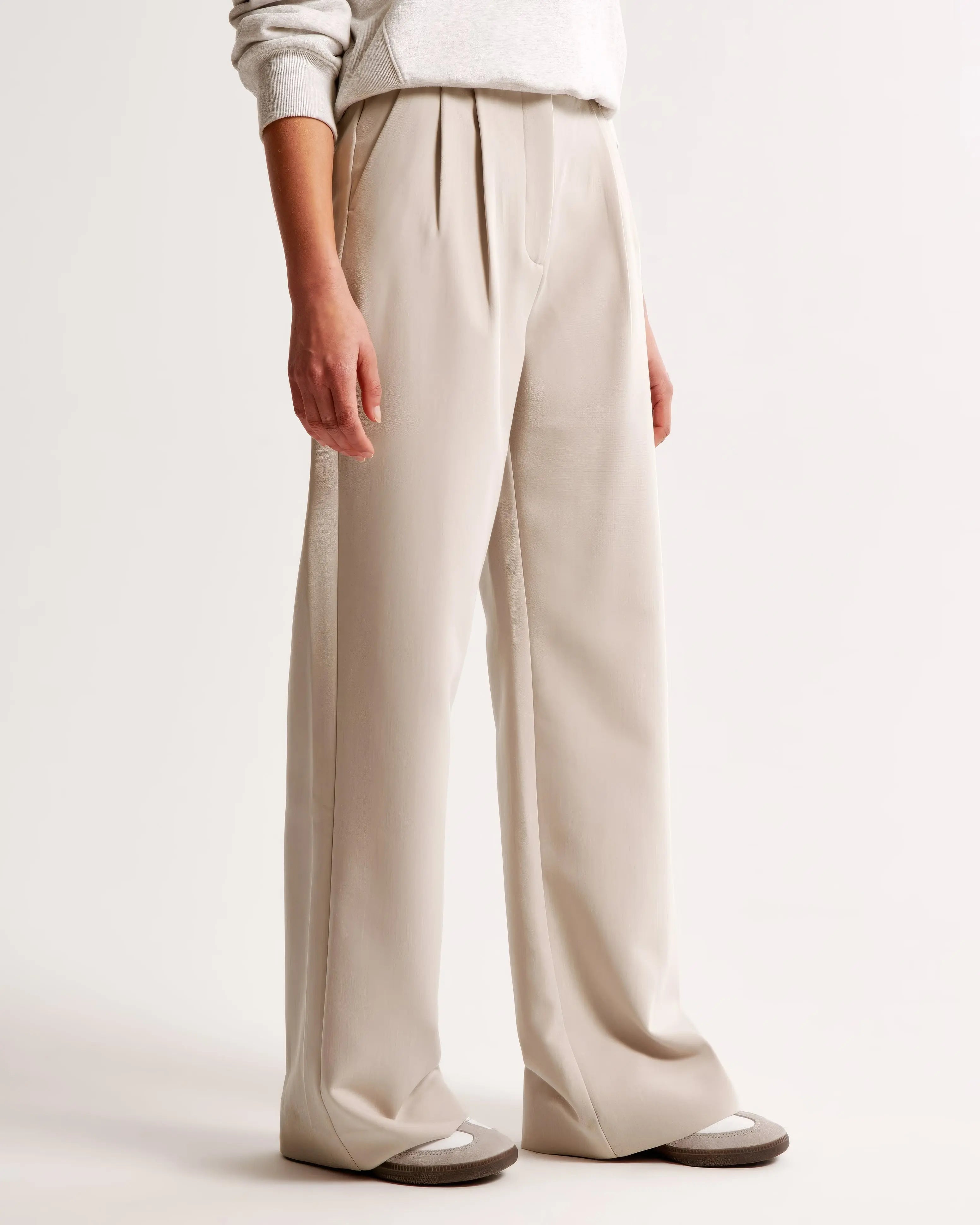 High Waist Wide Leg Trousers With Pleats
