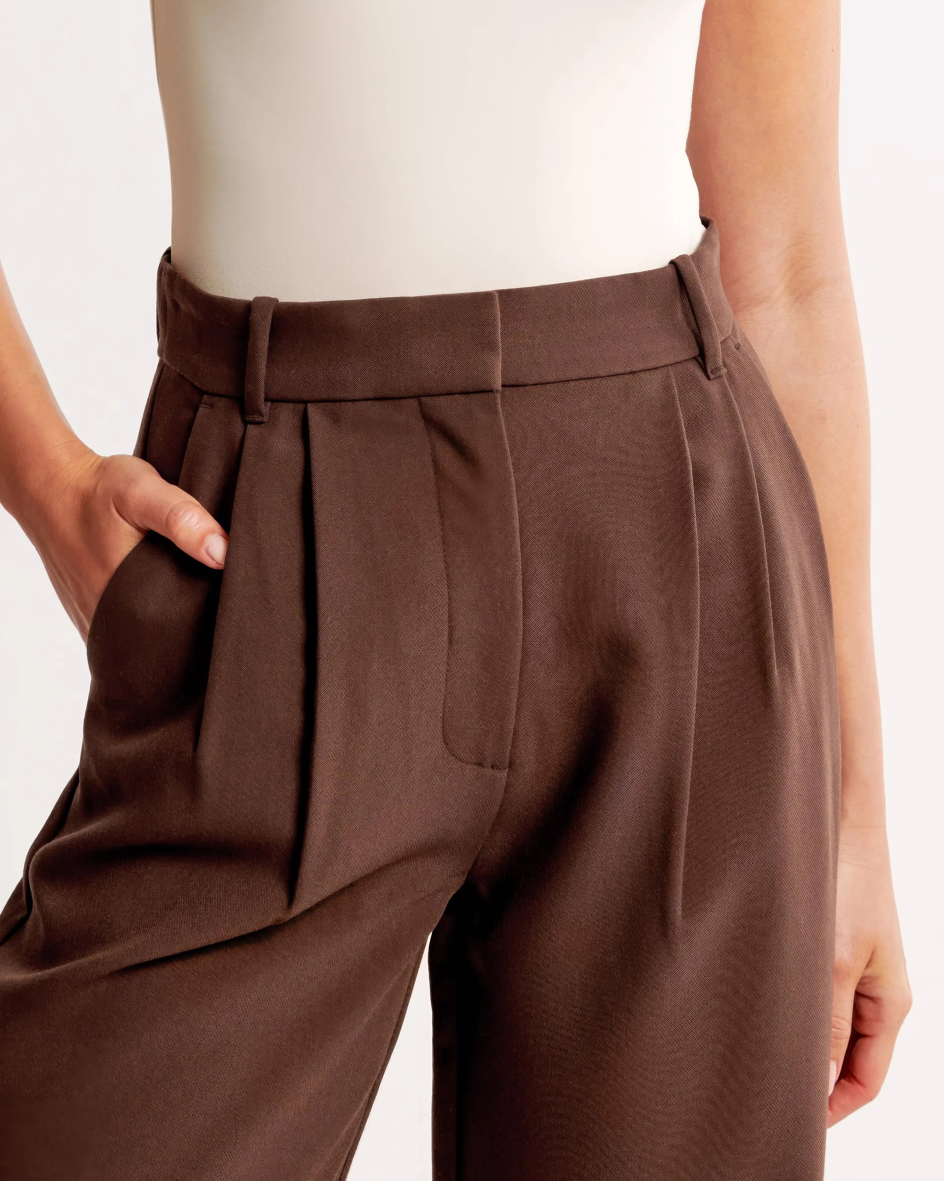 High Waist Wide Leg Trousers With Pleats