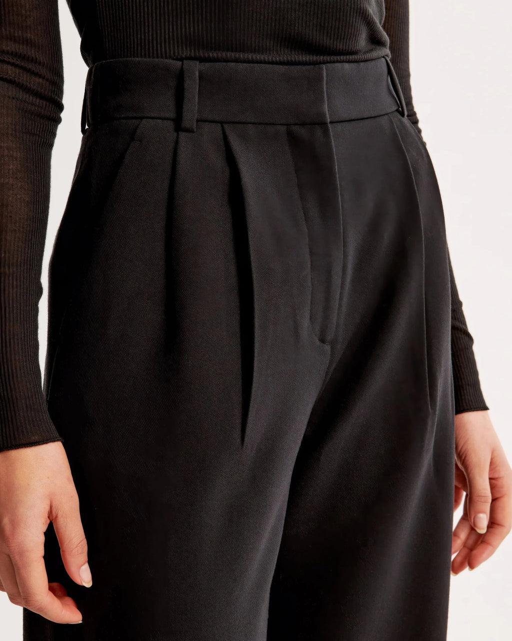 High Waist Wide Leg Trousers With Pleats