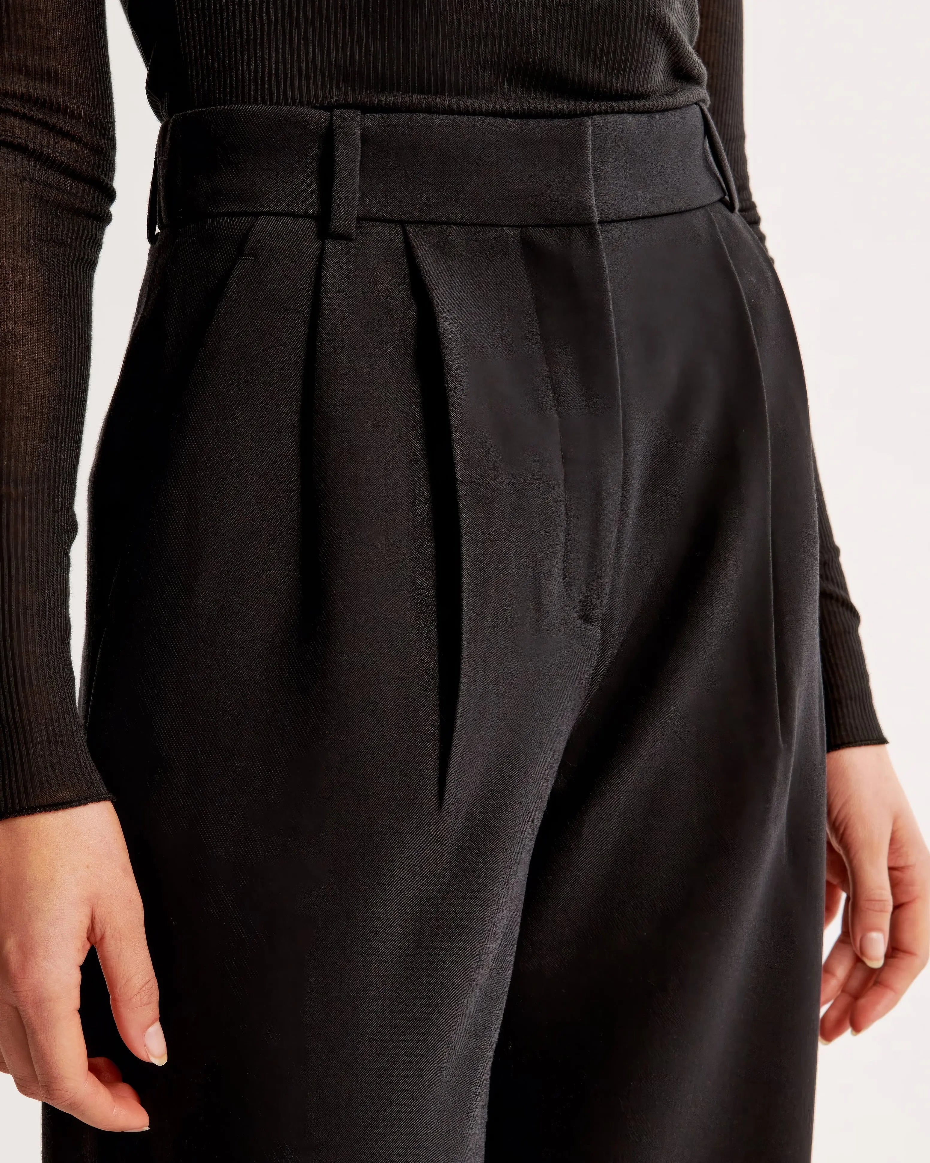 High Waist Wide Leg Trousers With Pleats