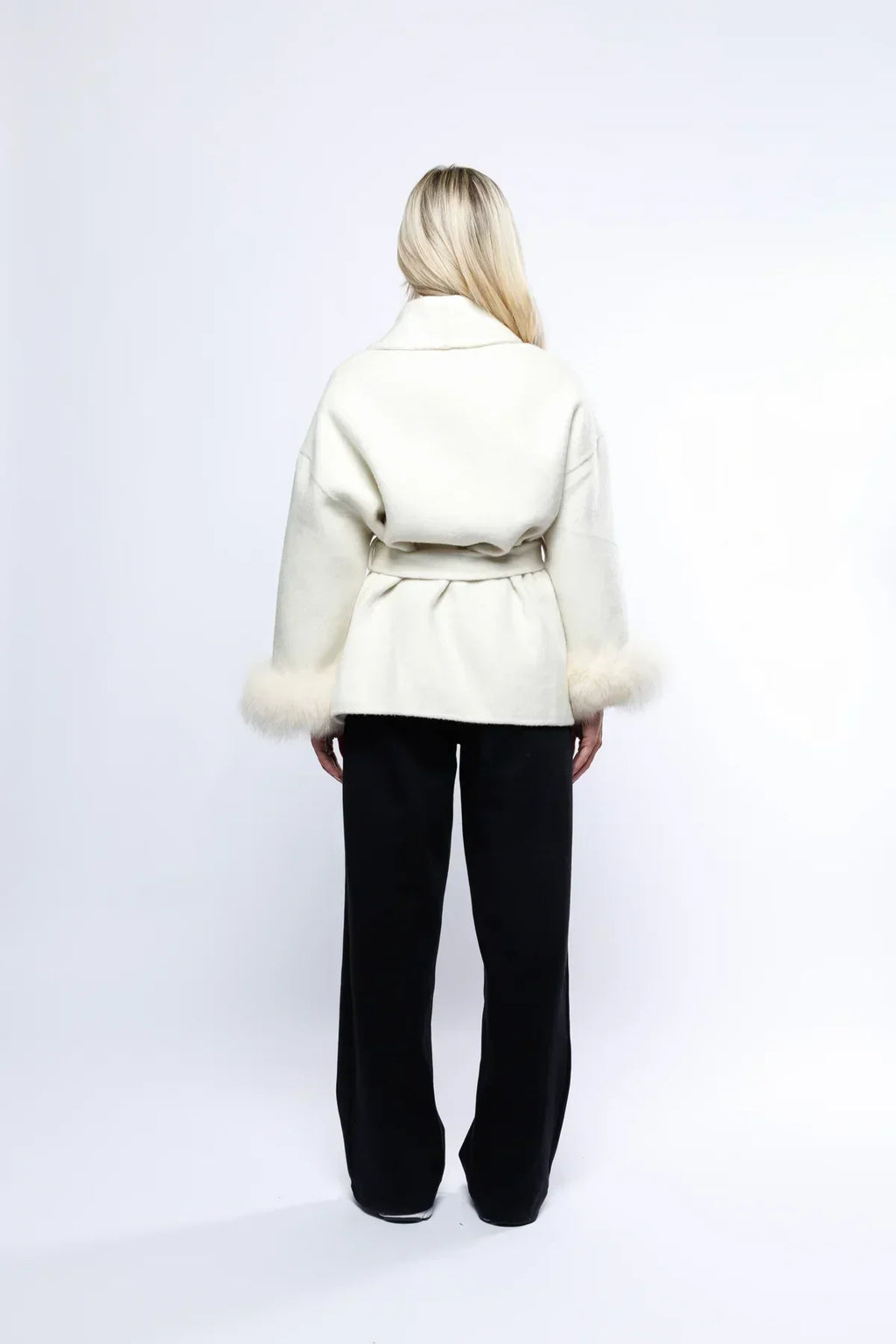 Belted Jacket With Faux Fur Cuffs