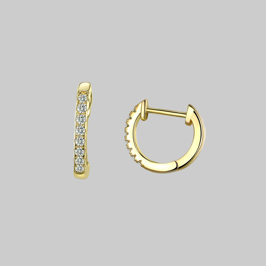 Huggie Hoop Earrings With Decorative Stones