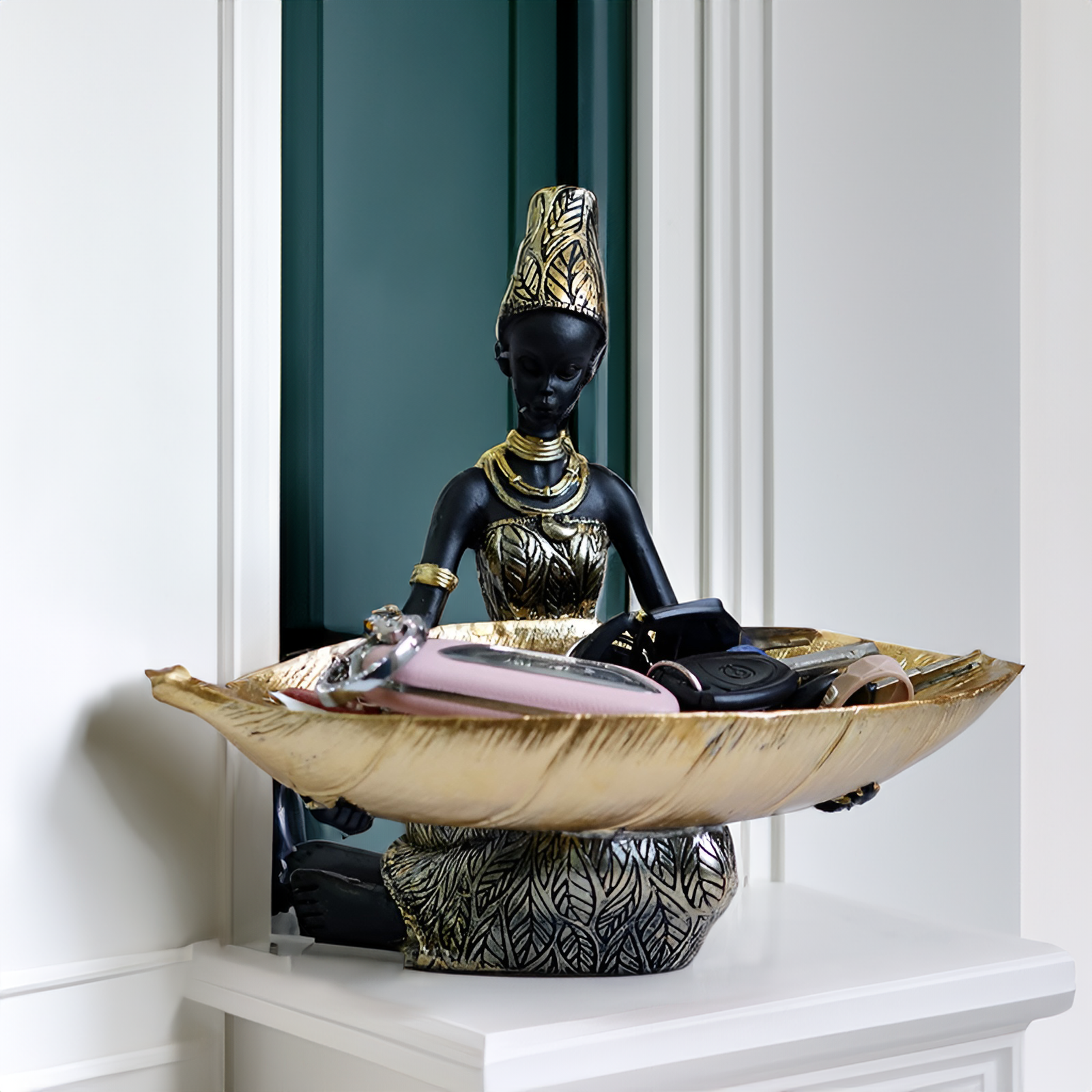 Sculptural Key Holder with Decorative Hooks