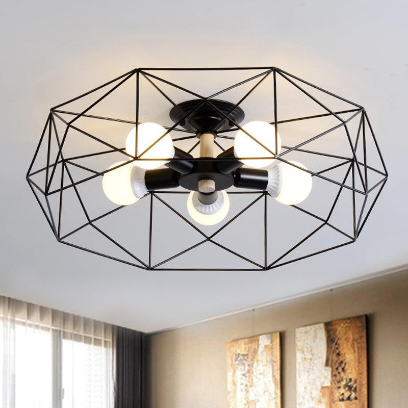 Geometric Semi-Flush Pendant Lamp