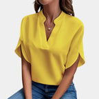 V-Neck Blouse With Split Batwing Sleeves
