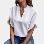 V-Neck Blouse With Split Batwing Sleeves