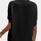 V-Neck Blouse With Split Batwing Sleeves