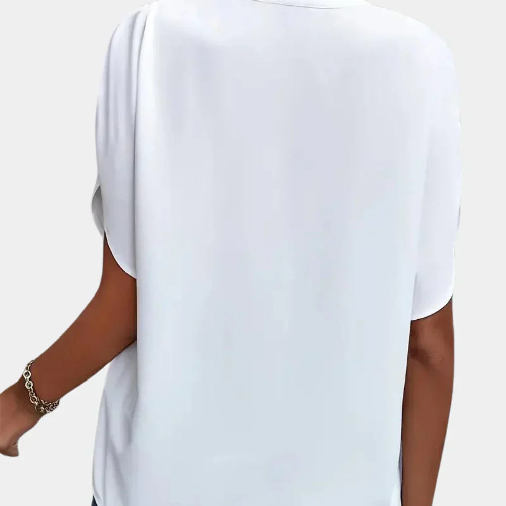 V-Neck Blouse With Split Batwing Sleeves