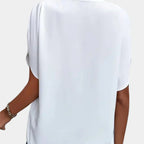 V-Neck Blouse With Split Batwing Sleeves