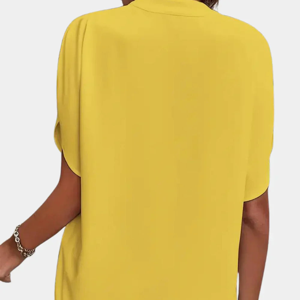 V-Neck Blouse With Split Batwing Sleeves