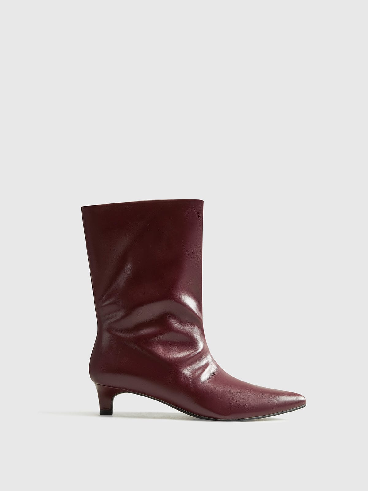 Bordeaux Ankle Boots with Kitten Heel