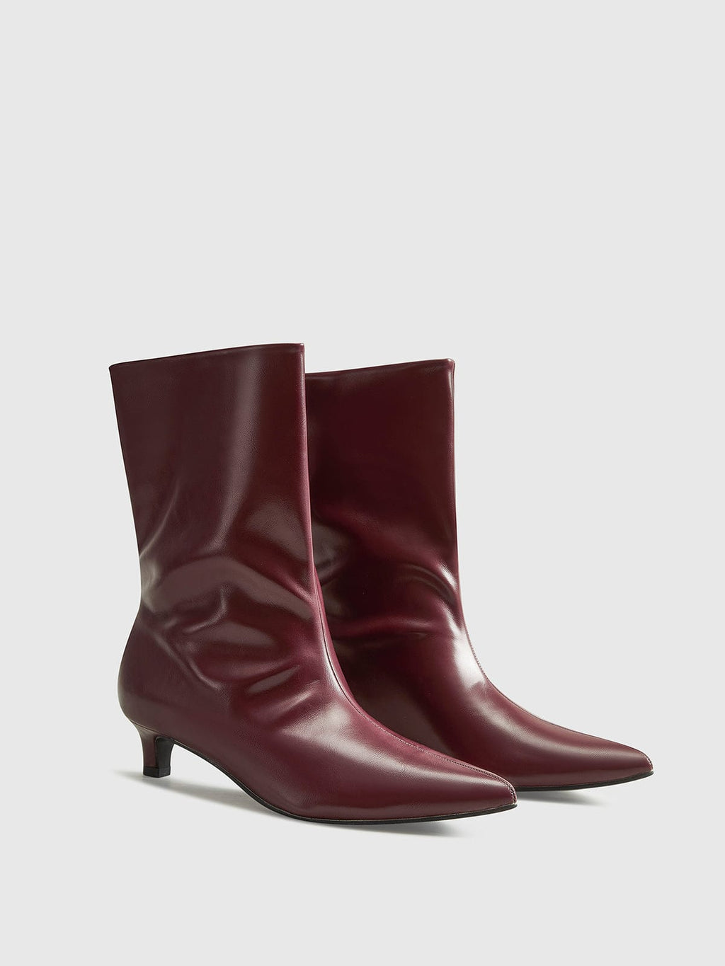 Bordeaux Ankle Boots with Kitten Heel