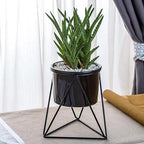 Ceramic Flower Pot with Iron Stand