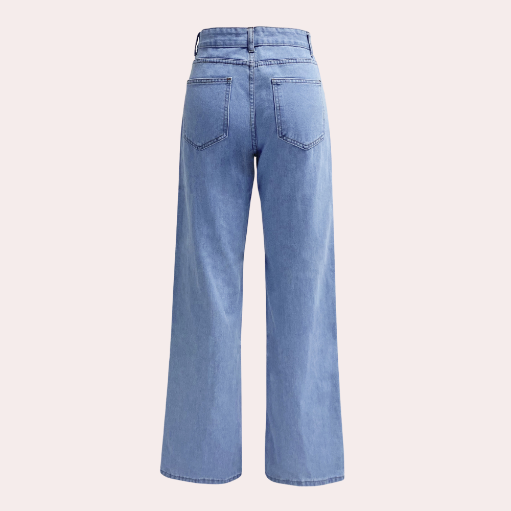 High Waist Straight Leg Jeans With 5-Pocket Design