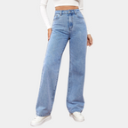 High Waist Straight Leg Jeans With 5-Pocket Design