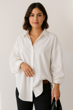 Oversized Shirt With Drop Shoulder And Button Closure
