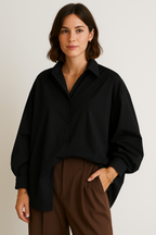Oversized Shirt With Drop Shoulder And Button Closure