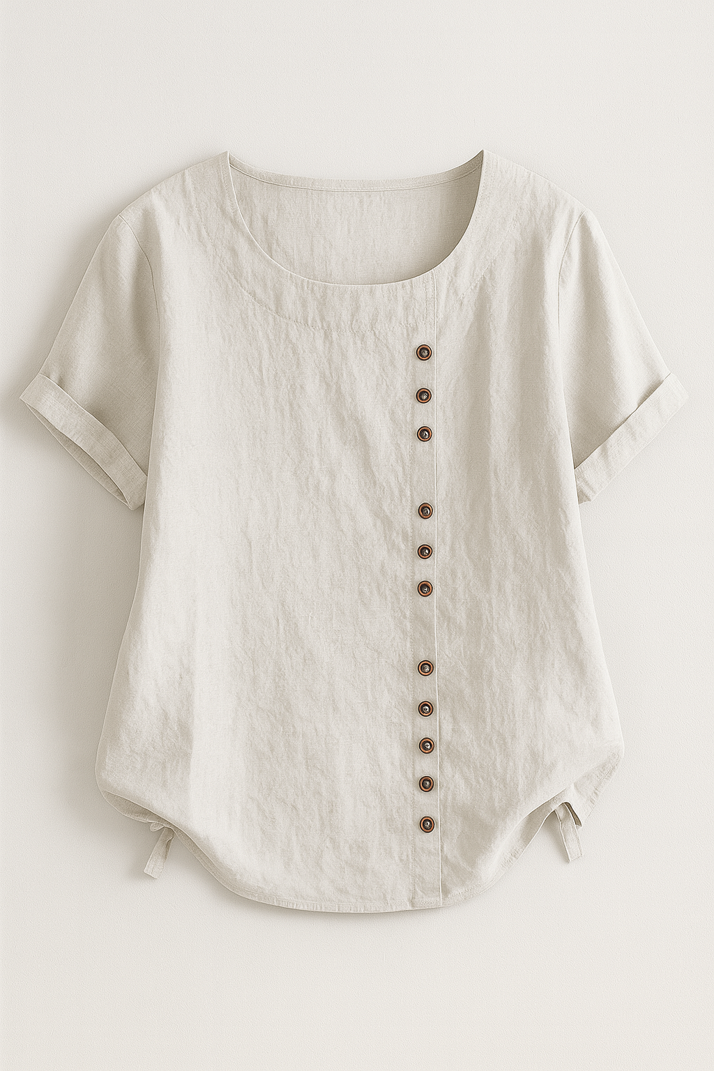 Linen Blend Button-Up Blouse