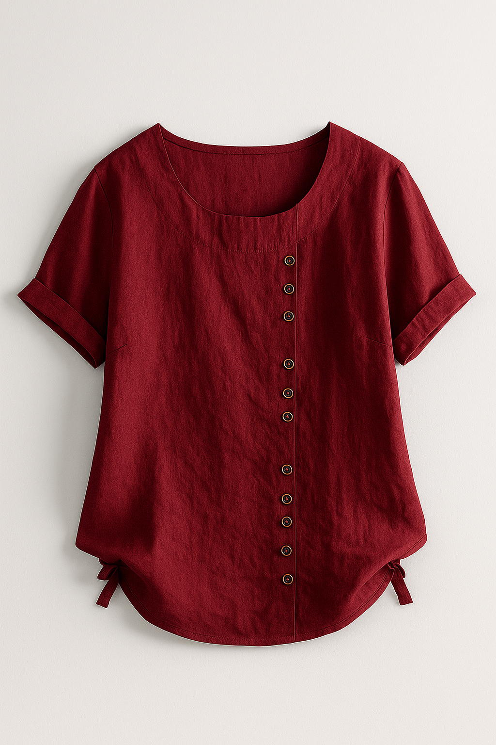 Linen Blend Button-Up Blouse