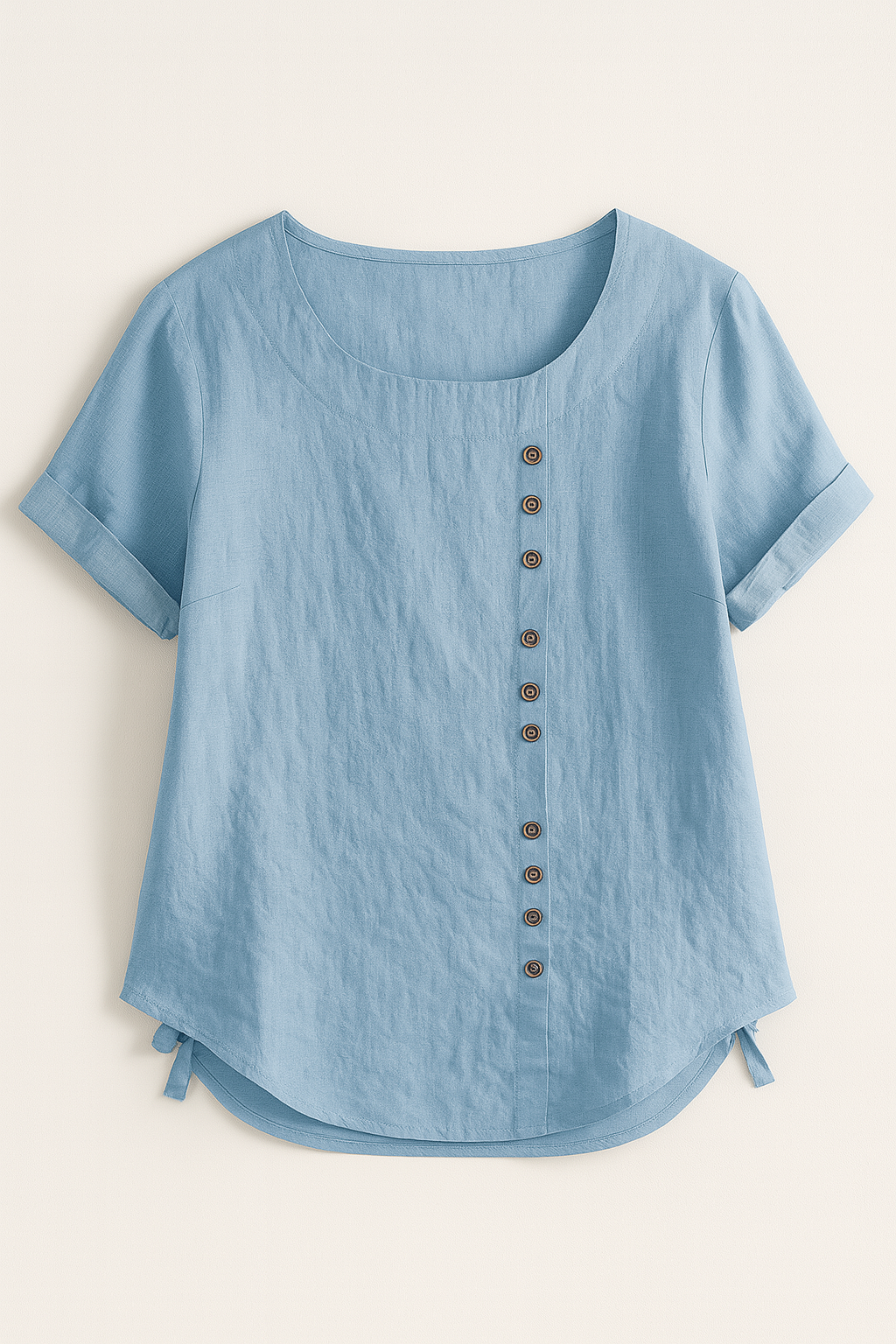 Linen Blend Button-Up Blouse