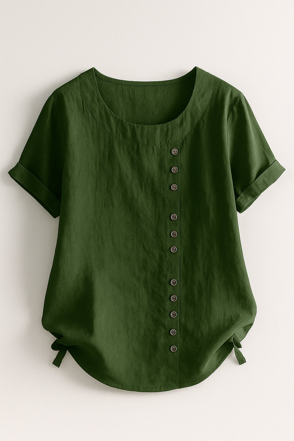 Linen Blend Button-Up Blouse