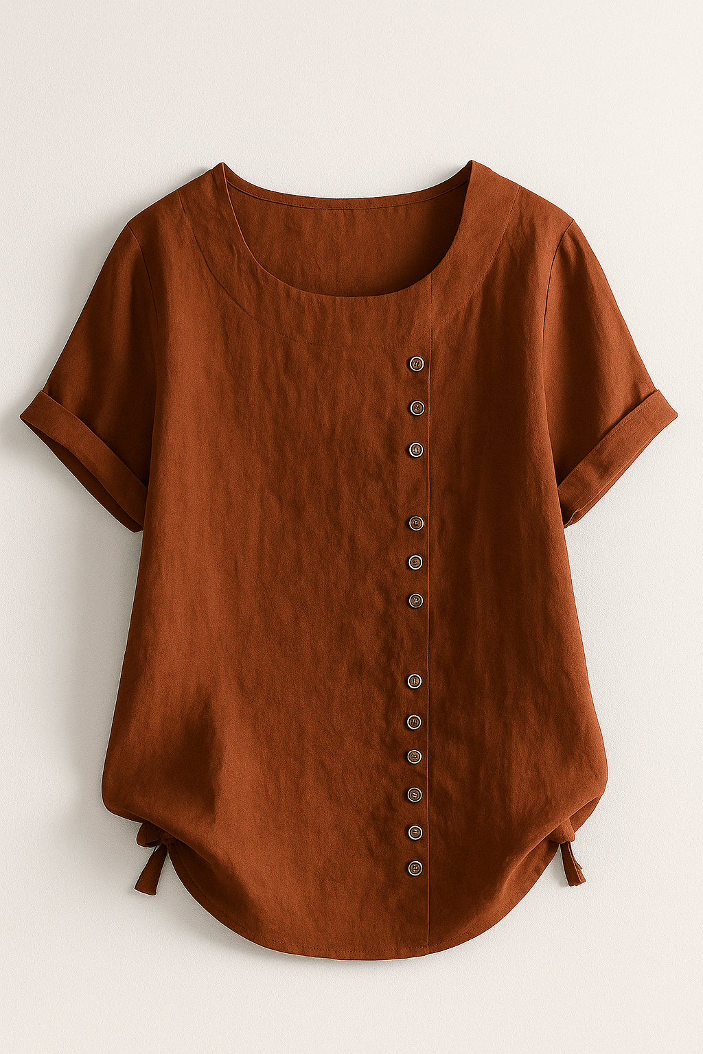 Linen Blend Button-Up Blouse