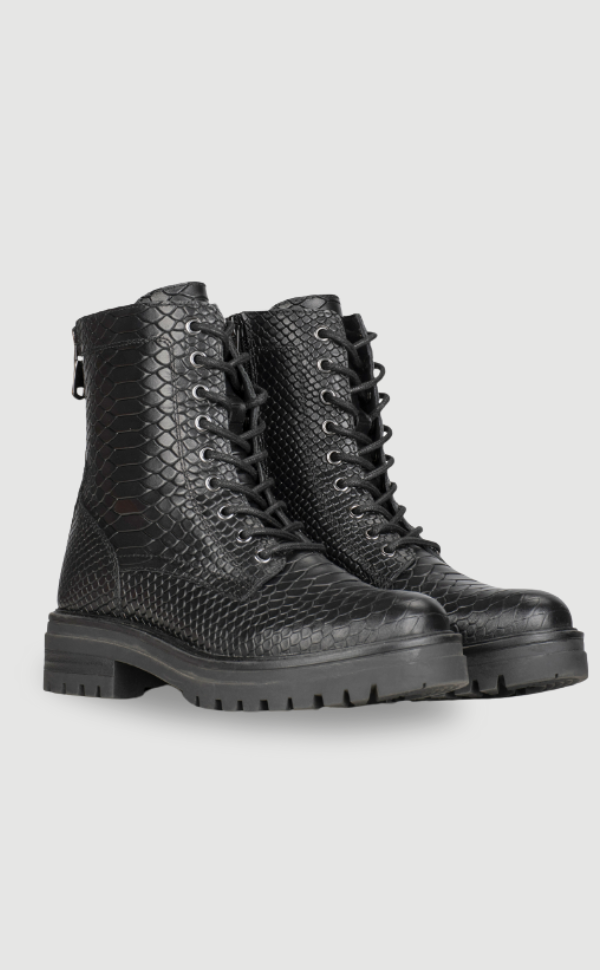 Black Lace Up Boots Chunky Sole High Ankle