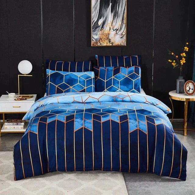 Geometric Duvet Cover with Matching Pillowcases